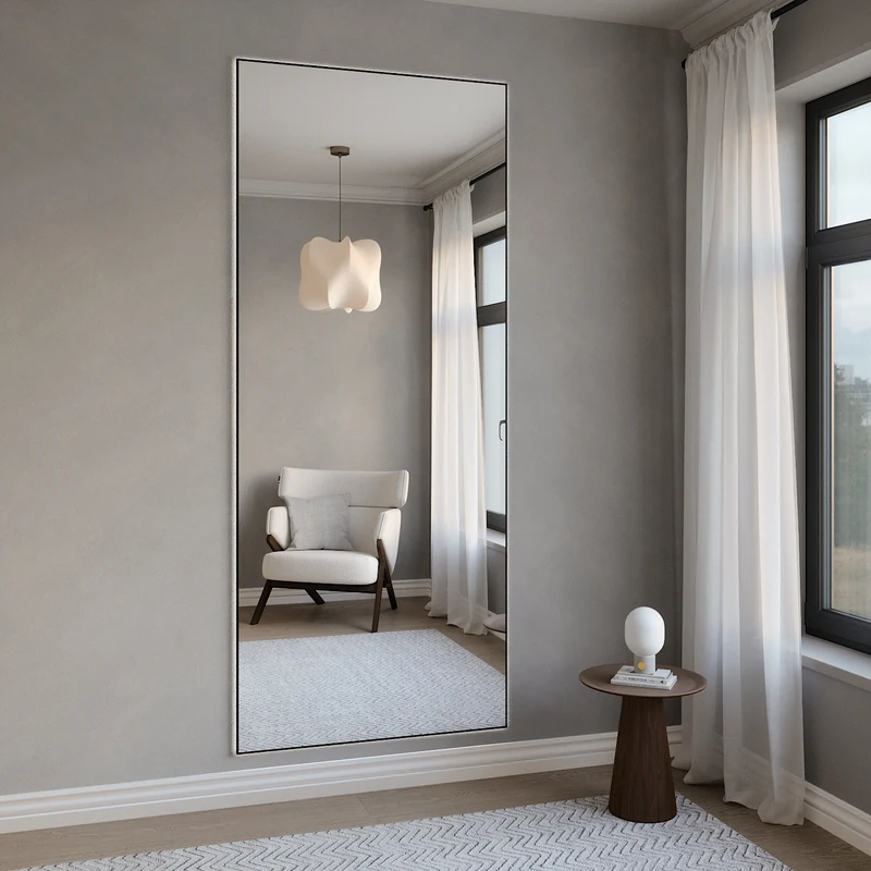 Slimline Full-Length LED mirror With Black Frame (100x220 cm)