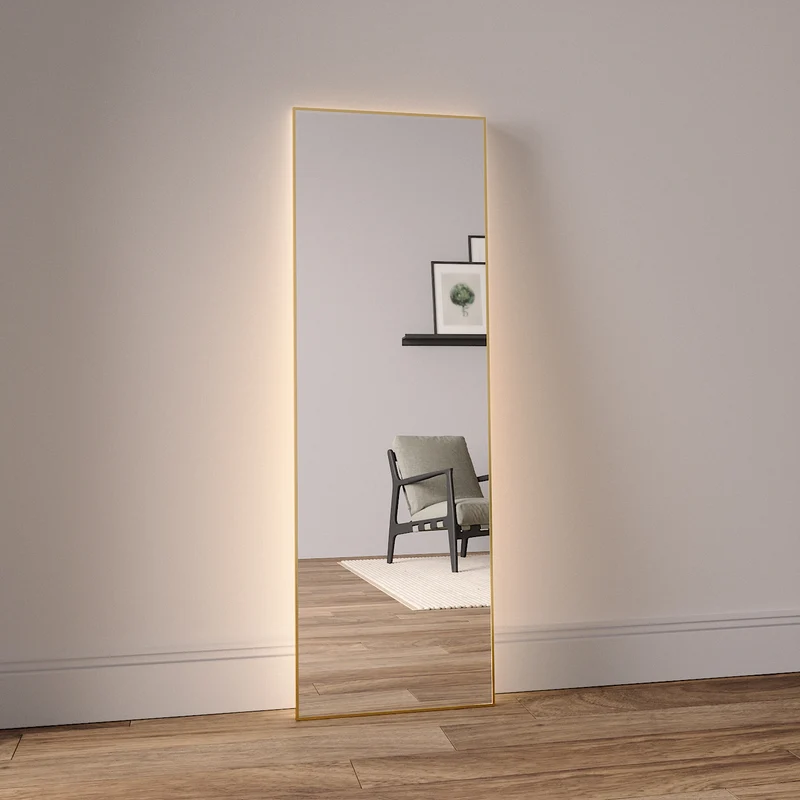 Slimline LED Mirror With Gold Frame (50x150 cm)