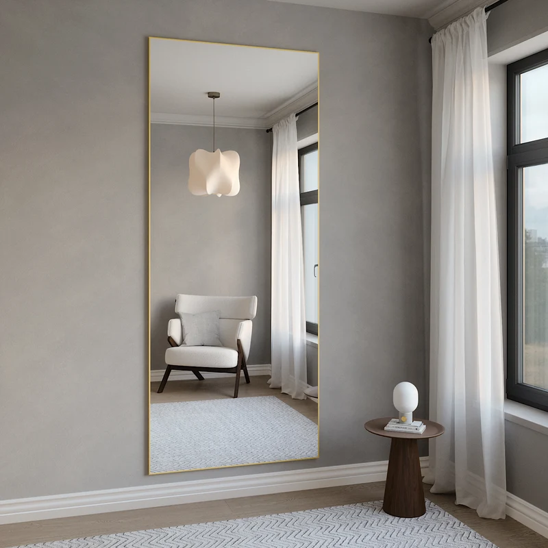 Slimline Full-Length Mirror with Gold Frame (100x220 cm)