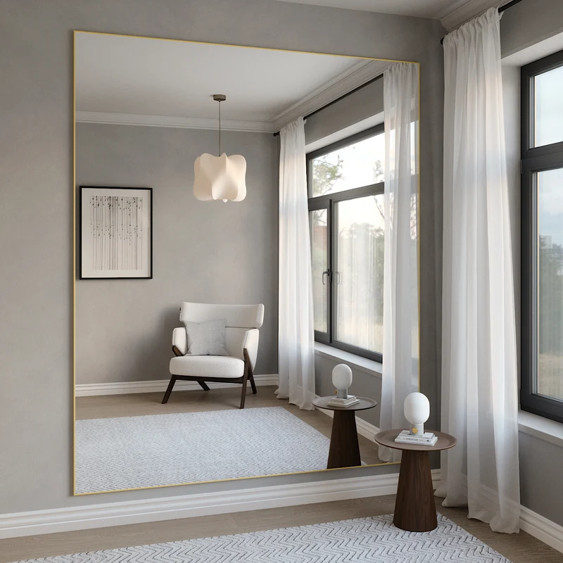 Giant Slimline Mirror with Gold Frame (200x215 cm)