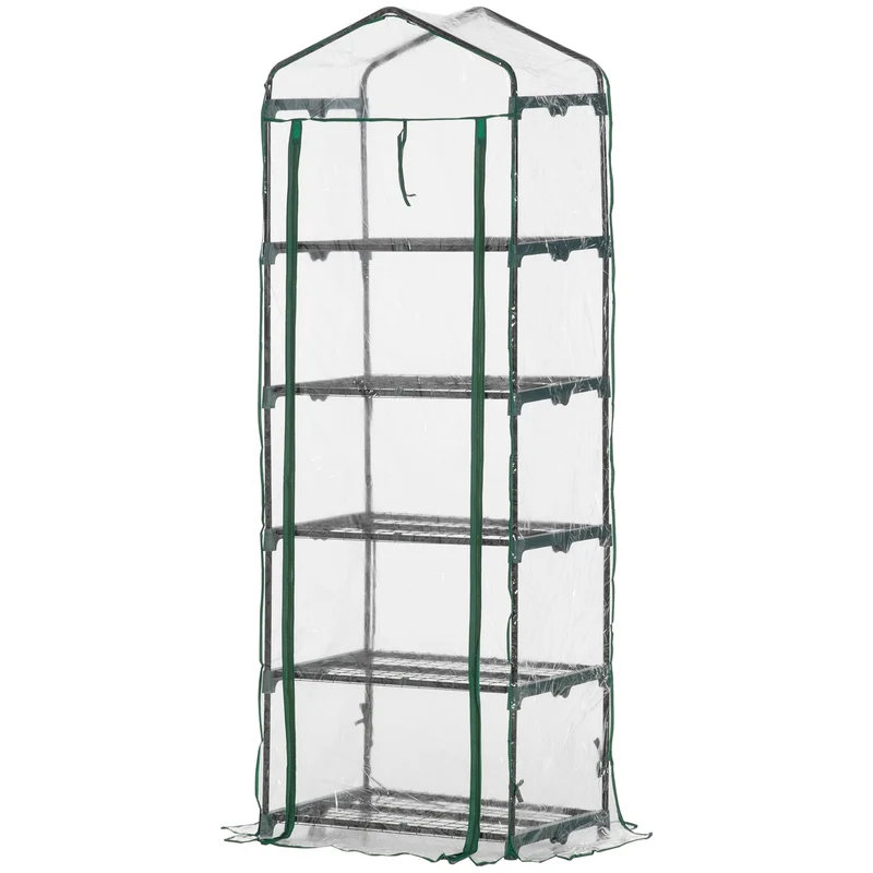 Mini skleník s 5 policemi na rostliny, 69x49x193 cm