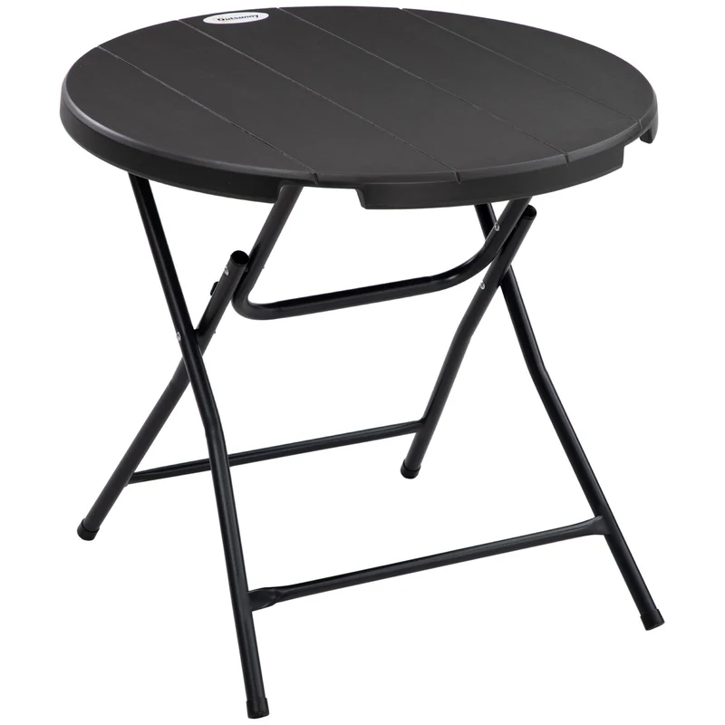 Kulatý skládací zahradní jídelní stůl, 80 Cm, tmavě šedý