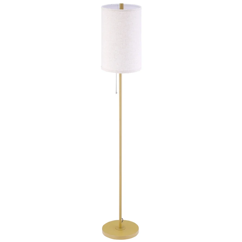 Stojací lampa s lněným stínidlem, zipem a ocelovou konstrukcí