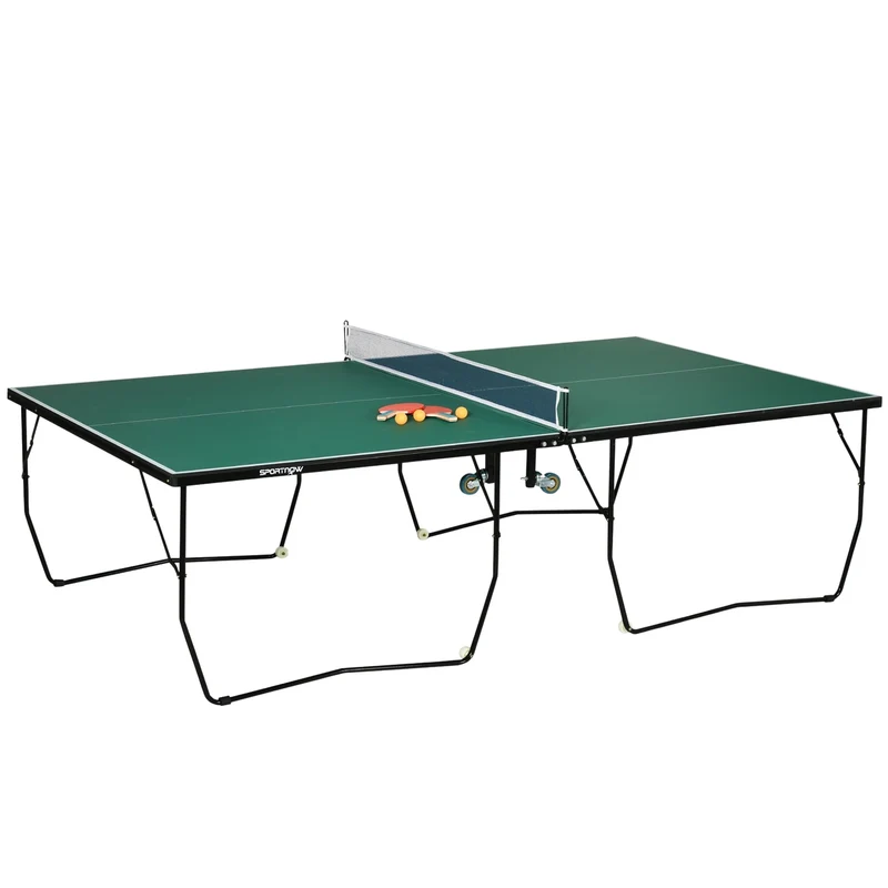 Skládací interiérový stůl na stolní tenis s kolečky – zelený