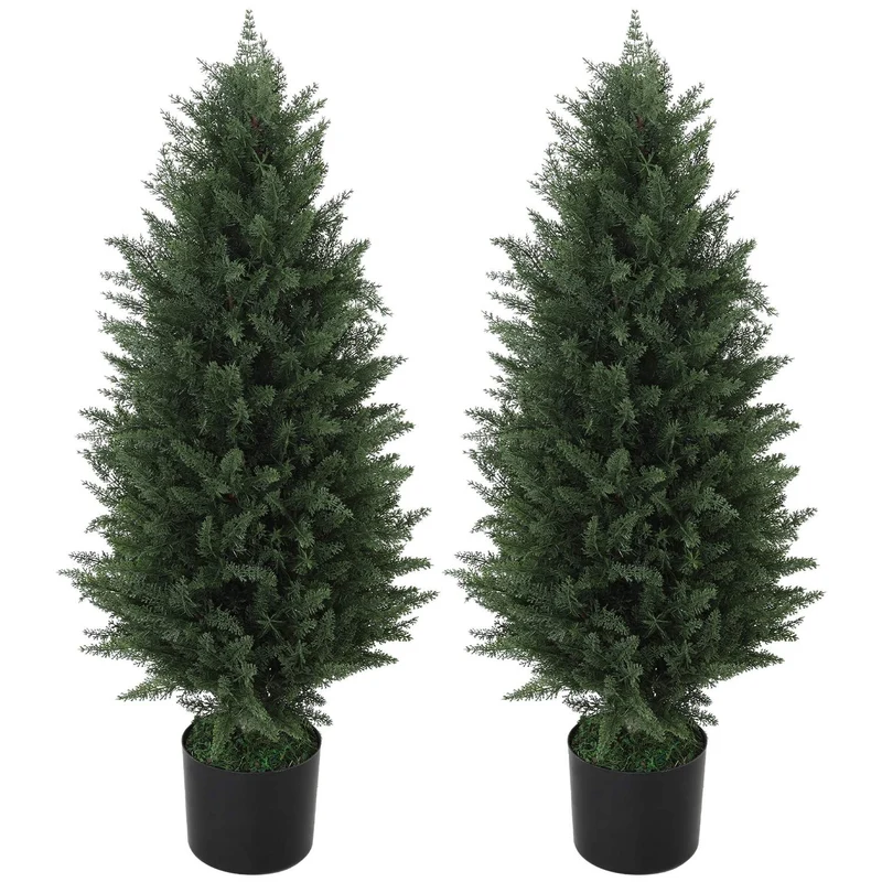 Sada 2 kusů 90cm umělých cypřišů odolných proti UV záření