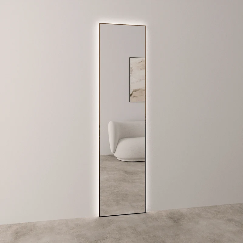 Slimline Full-Length LED Mirror With Bronze Frame (50x200 cm)