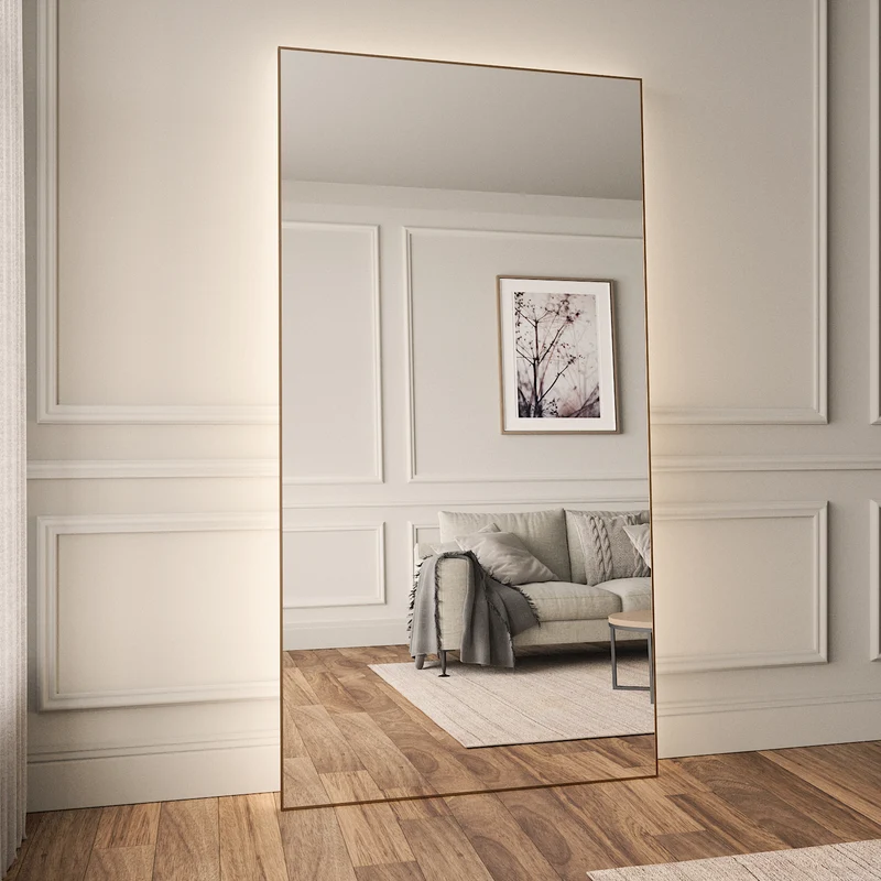 Slimline Full-Length LED Mirror With Bronze Frame (110x210 cm)