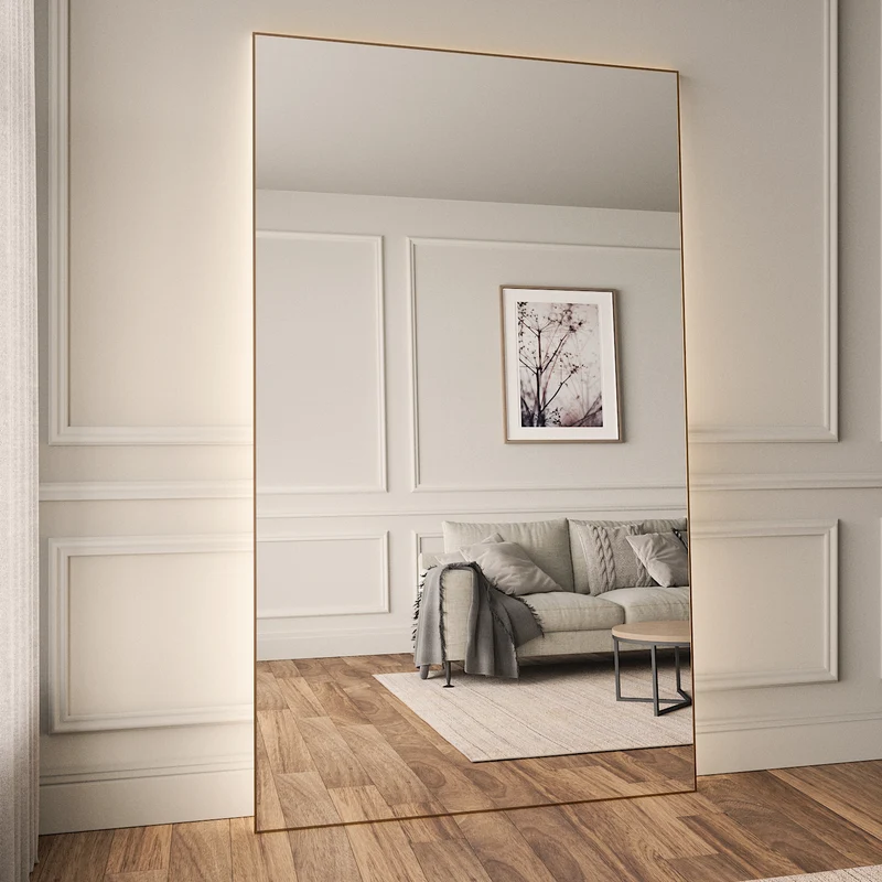 Slimline Full-Length LED Mirror With Bronze Frame (130x220 cm)