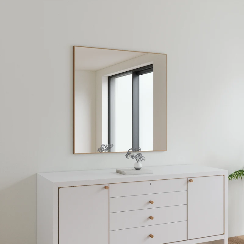 Slimline Mirror With Copper Frame (100x100 cm)