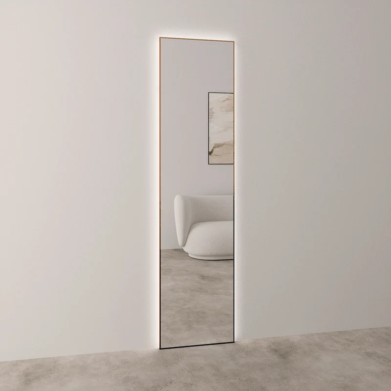 Slimline Full-Length LED Mirror With Copper Frame (50x200 cm)