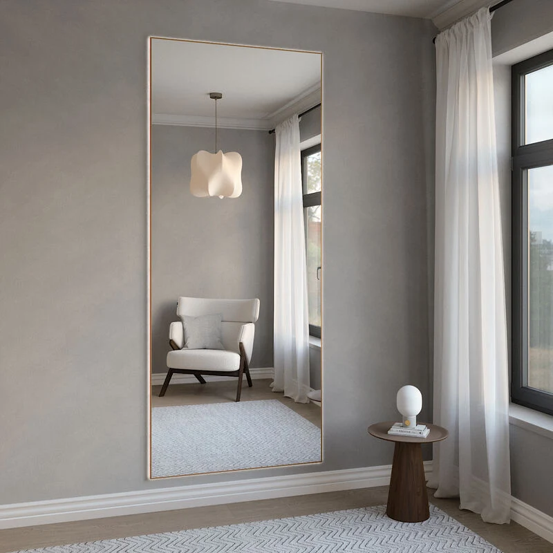 Slimline Full-Length LED Mirror With Copper Frame (100x220 cm)