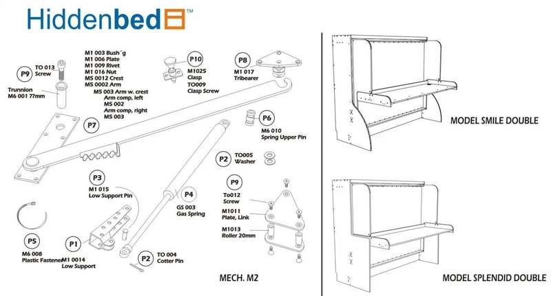 DIY Horizontal Full (Double) Do-It-Yourself Mechanism, Plans Drawings, & Assembly Instructions