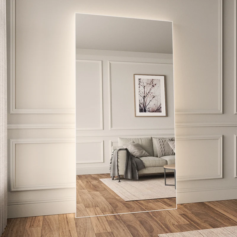 Slimline Full-Length LED Mirror With White Frame (110x210 cm)