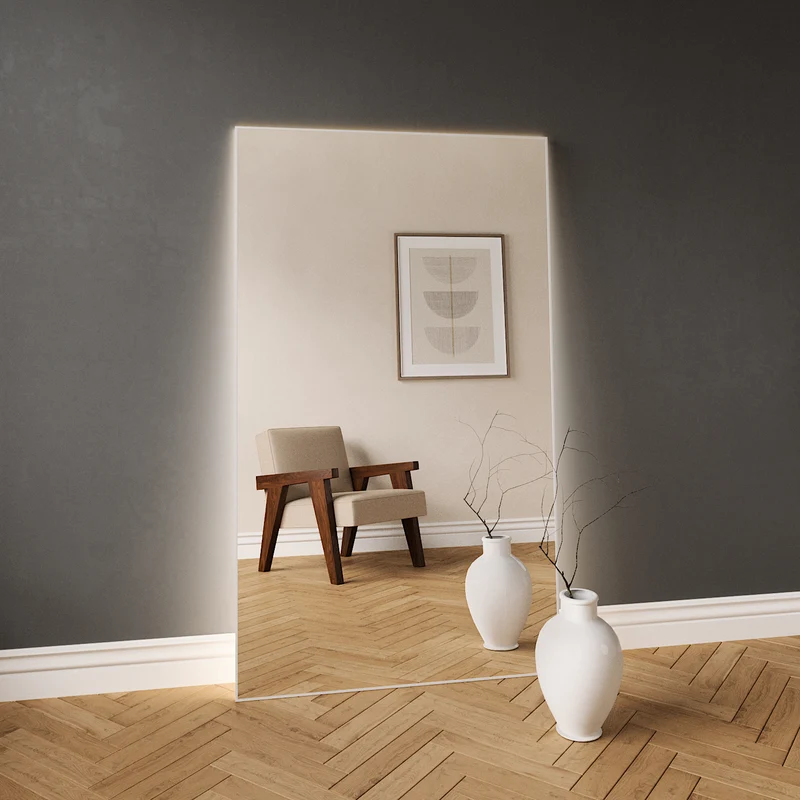 Slimline Full-Length LED Mirror With White Frame (100x170 cm)