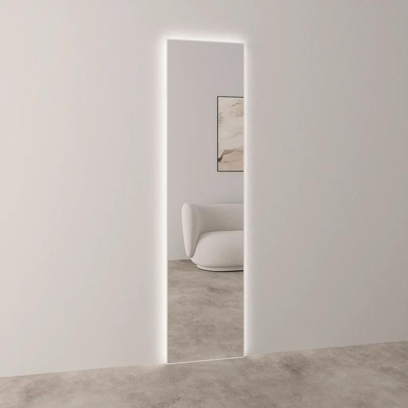 Slimline Full-Length LED Mirror With White Frame (50x200 cm)