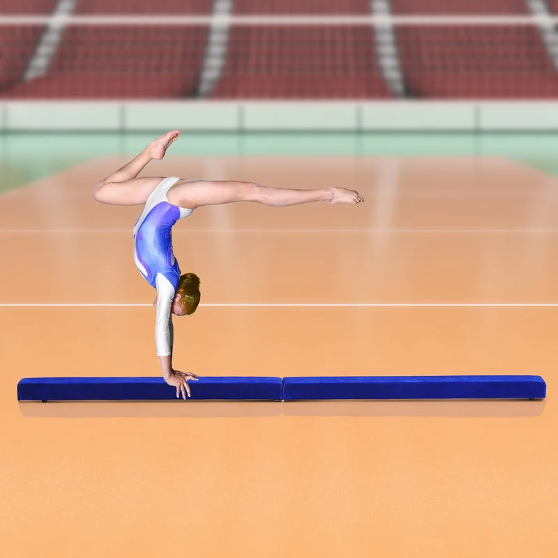 Skládací balanční kladina pro gymnastiku, modrá, 210 cm, nosnost 120 kg
