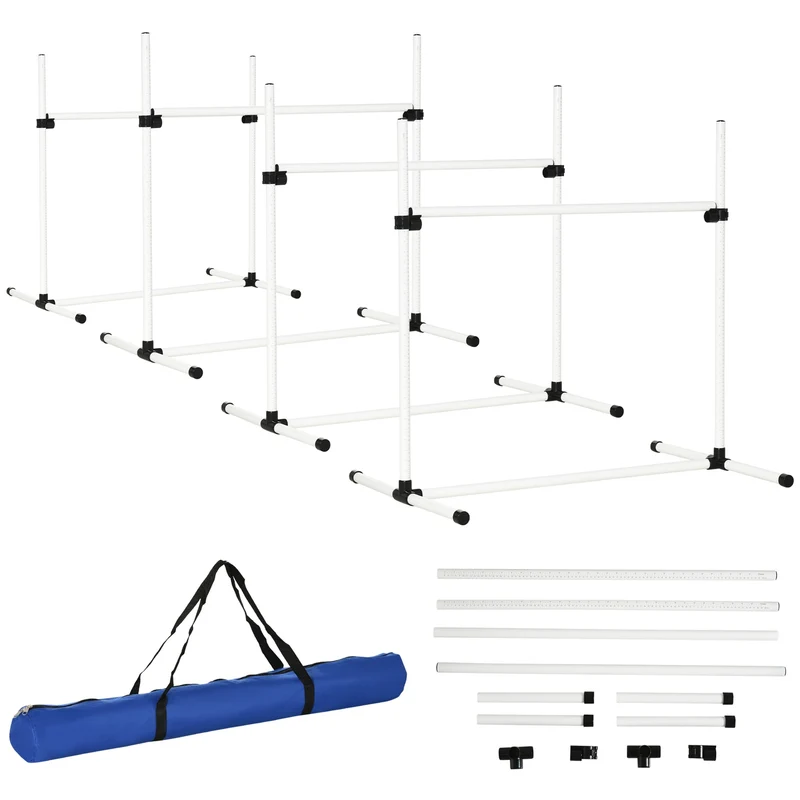 Sada pro agility trénink psů – 4 slalomové překážky, bílá