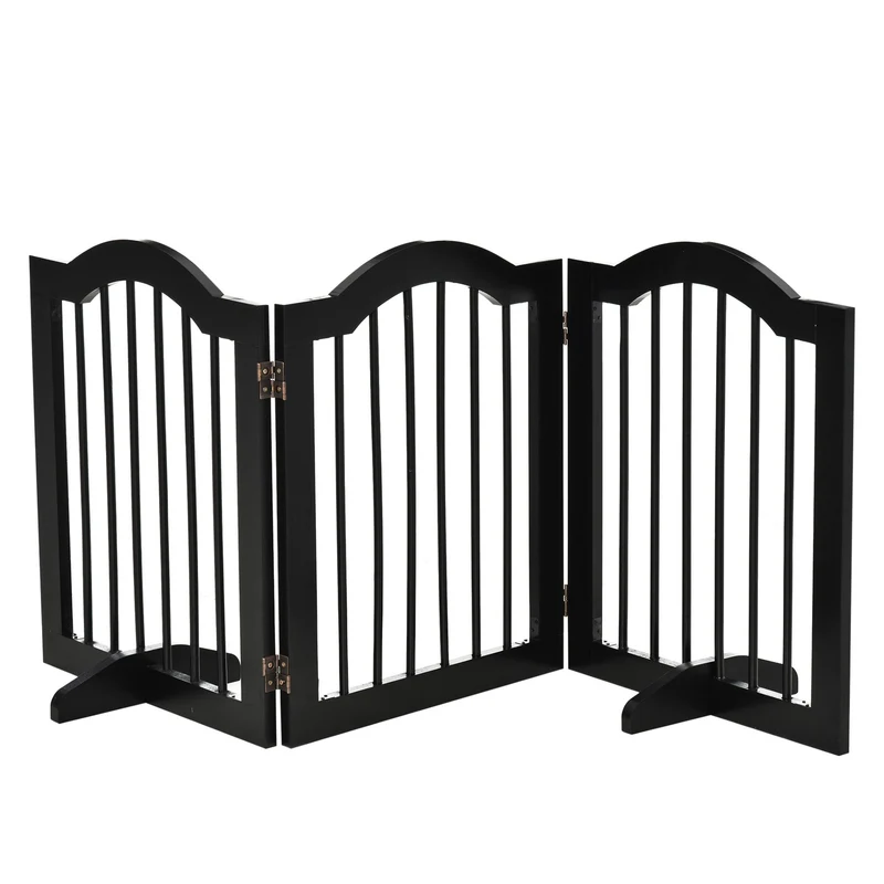 Bezpečnostní branka pro psy – skládací a stabilní, MDF, černá 154,5X61Cm