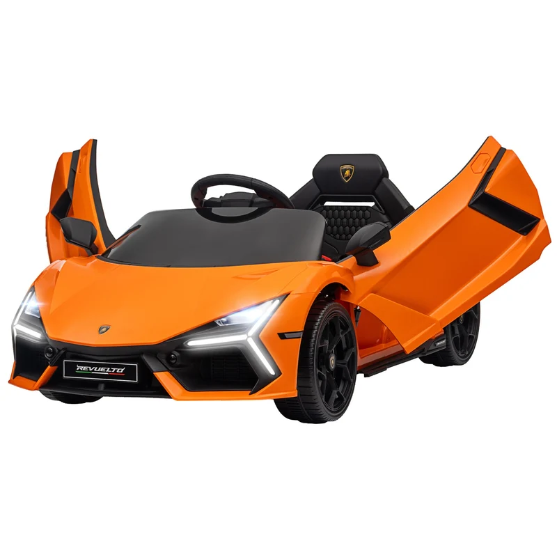 Elektrické auto pro děti 12 V s dálkovým ovládáním, hudbou, USB portem, oranžové