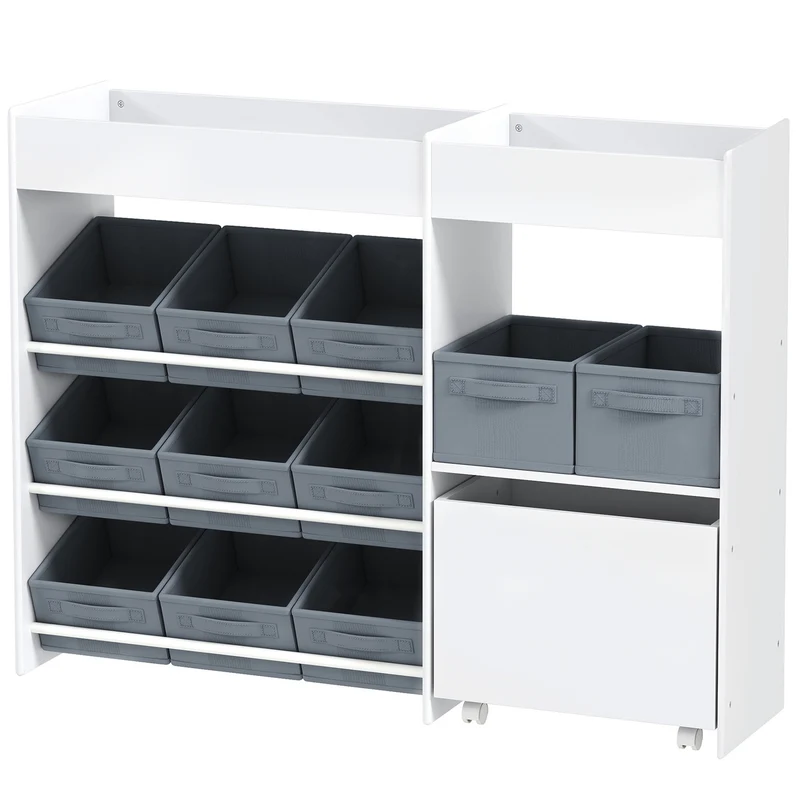 Dětský regál na hračky s 11 látkovými boxy, 105x30x80 cm
