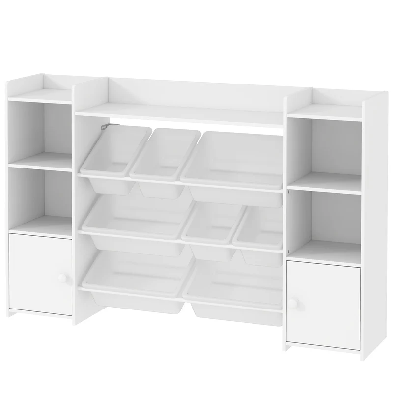 Dětský úložný regál s 8 přihrádkami a 6 boxy, bílý
