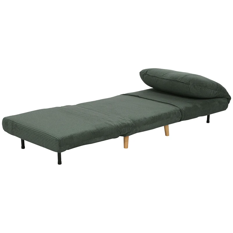 Zelená nastavitelná skládací pohovka s funkcí lůžka z manšestru – 82 x 89 x 83 cm