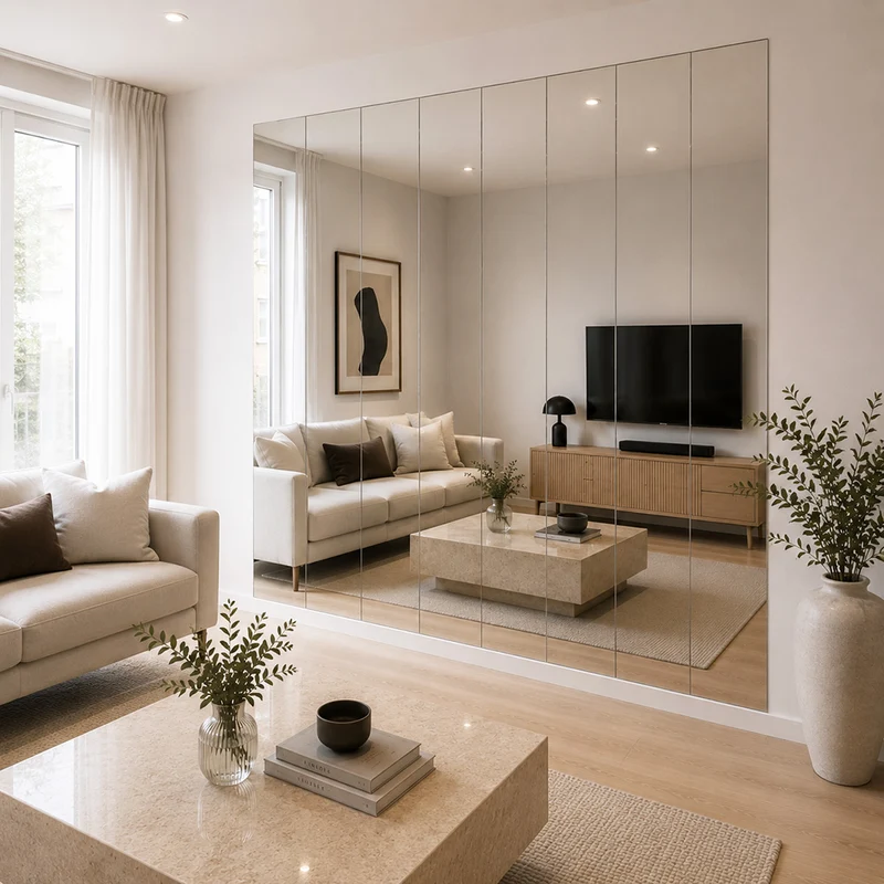 Mirror wall from elements