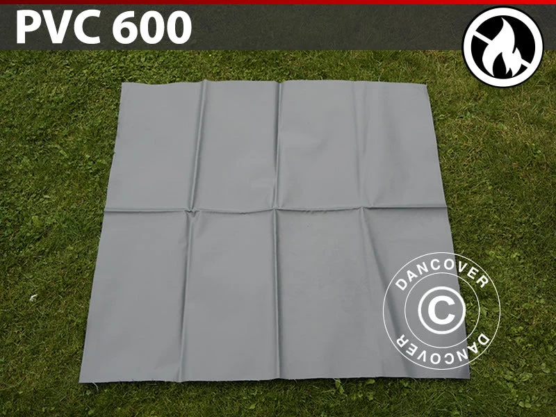 Reparations-PVC för flamsäkert förrådstält, 600g/m², 1x1m, Grå